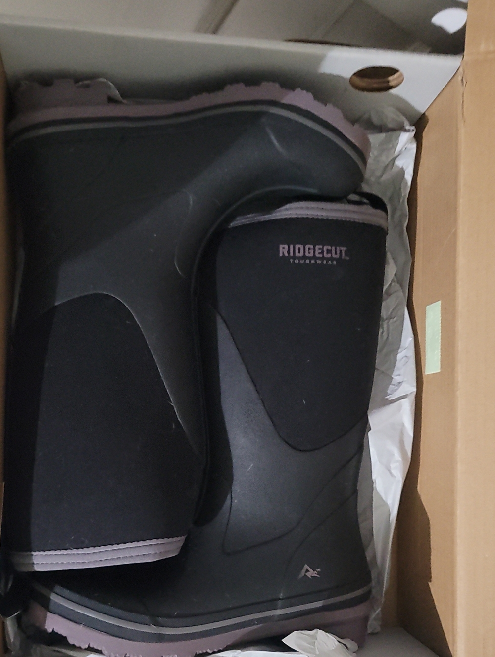 Ridgecut Toughwear Black & Dusty Pink Rubber Rain Boots